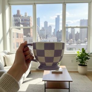Purple Checkerboard Ceramic Mug - Sunday Morning Ceramics